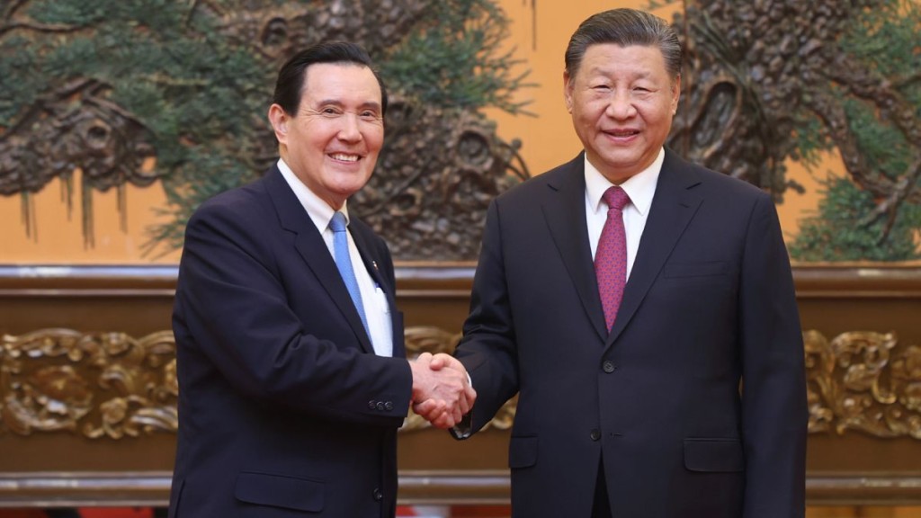 2024年4月10日，習近平在東大廳會見馬英九。新華社