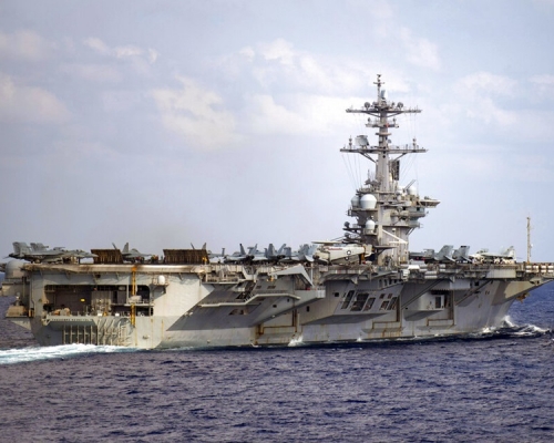 航空母艦羅斯福號有5名水兵新冠病毒「復陽」。 AP