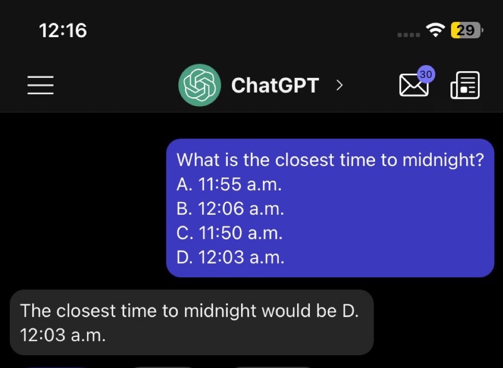 有人问聊天机械人chatGPT，机械人答D。