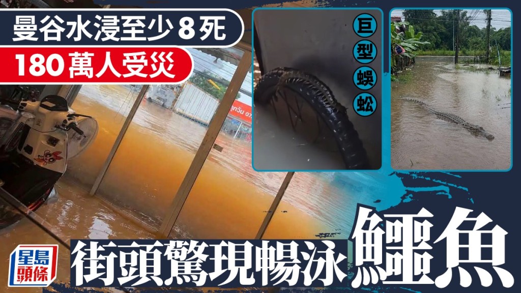 曼谷水浸致至少8死，超180萬人受災。