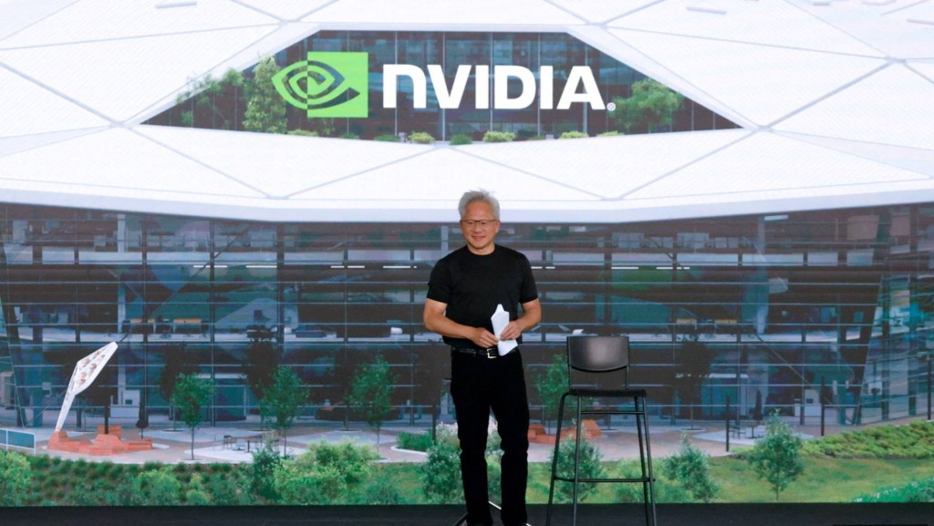 輝達CEO黃仁勳主持活動中。 路透社