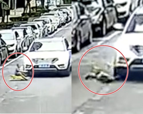 廣西一名男童於路中心玩滑板車被輾斃。網上圖片
