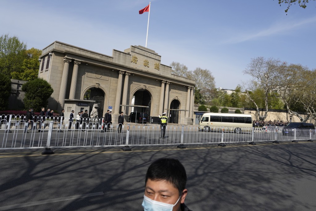 警方封鎖了南京總統府一帶地區。　美聯社