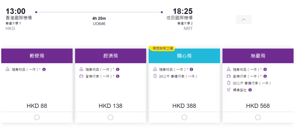 香港快運亦於今日宣布推出「Ultra Offer」，首輪推出$88飛東京優惠。香港快運網頁截圖
