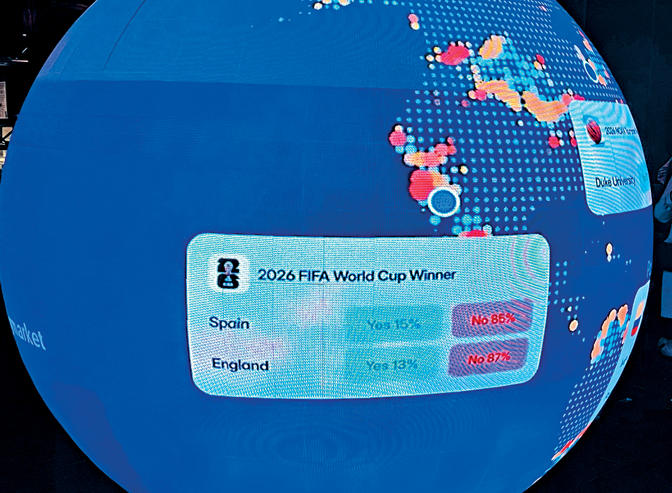 预测市场掀起热潮，Polymarket网页上有各种事情供落注，当中包括世界杯冠军谁属。