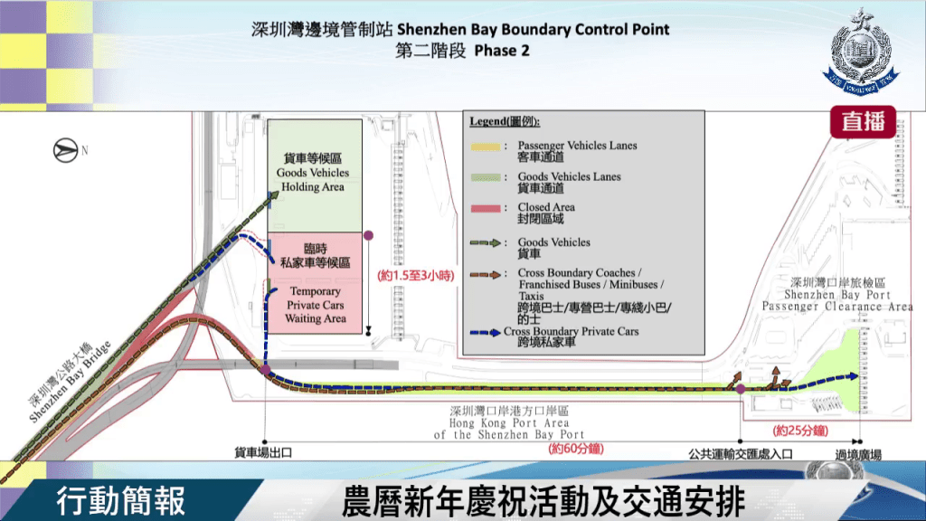 深圳湾口岸第二阶段交通安排。