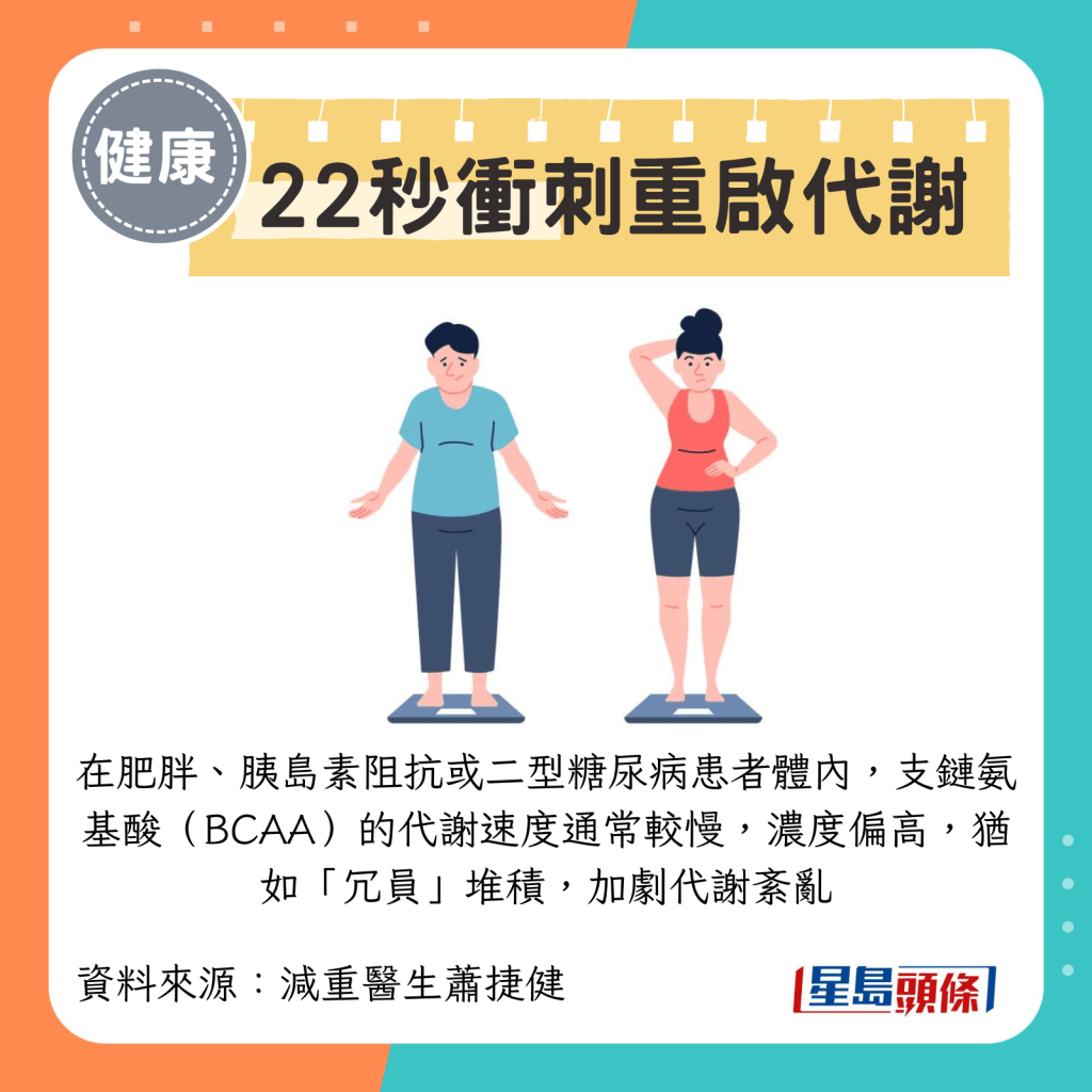 在肥胖、胰岛素阻抗或二型糖尿病患者体内，支链氨基酸（BCAA）的代谢速度通常较慢，浓度偏高，犹如“冗员”堆积，加剧代谢紊乱