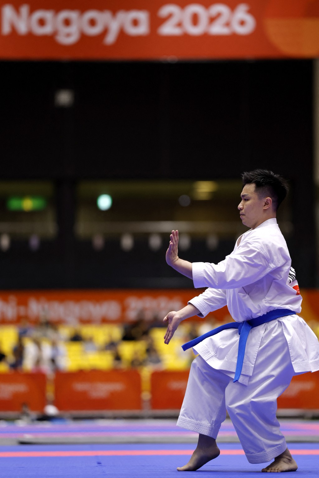 洪晧崴空手道男子個人形銅牌戰以5:0擊馬來西亞選手，為港隊再添一面銅牌。路透社
