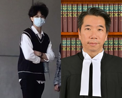裁判官鄧少雄(右)要求被告周家驊保持安靜。
