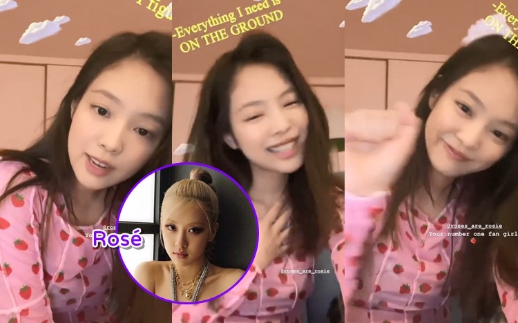 昨晚Jennie在IG限時動態咪咀「Cover」隊友Rosé新歌《On The Ground》。