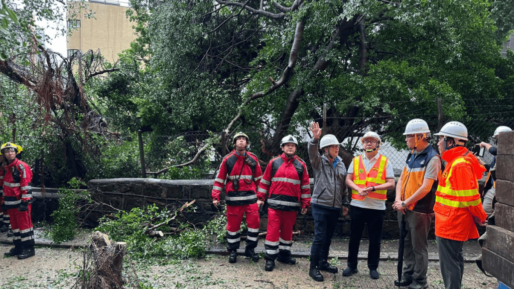 陳國基實地視察塌樹及山泥傾瀉現場。鄧炳強fb