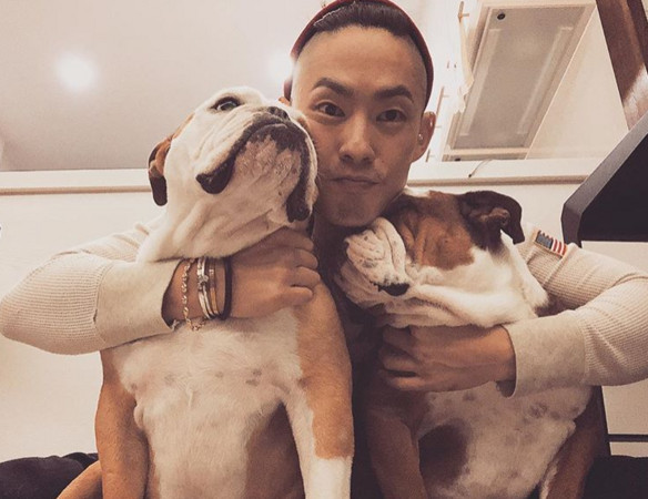 吳建豪與老婆的連結似乎只有一對鬥牛犬。