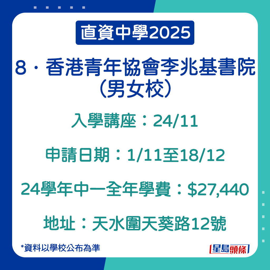 香港青年協會李兆基書院的申請日期。