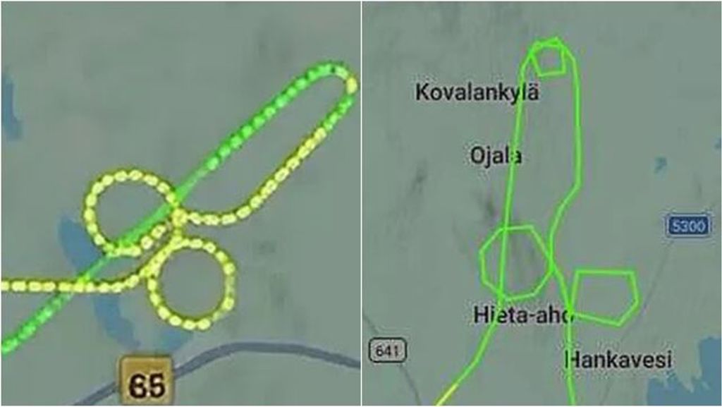 Flightradar24 捕捉到芬兰空军在空中画不雅图案。 Flightradar24