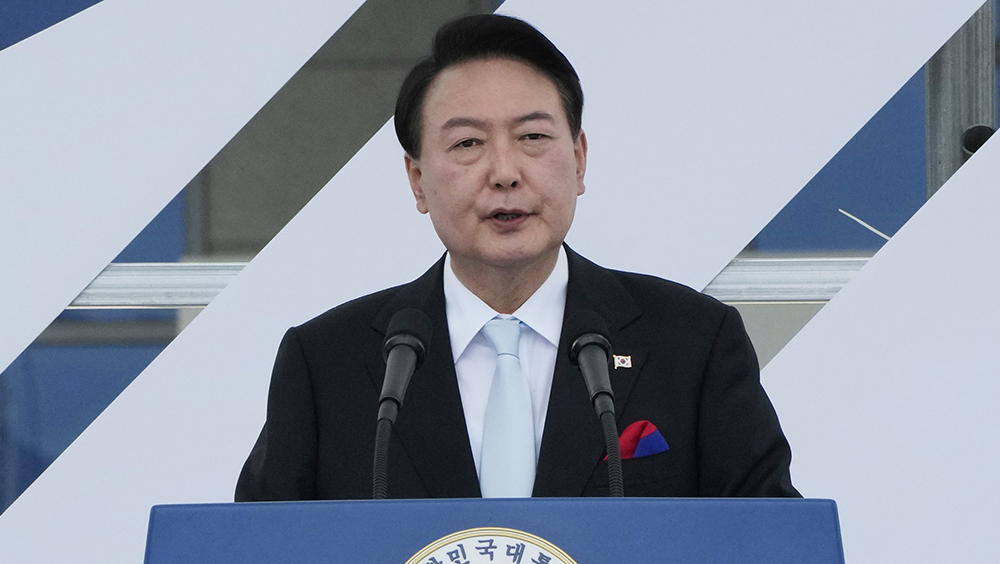 南韓總統尹錫悅出席光復77周年紀念儀式併發表講話。AP