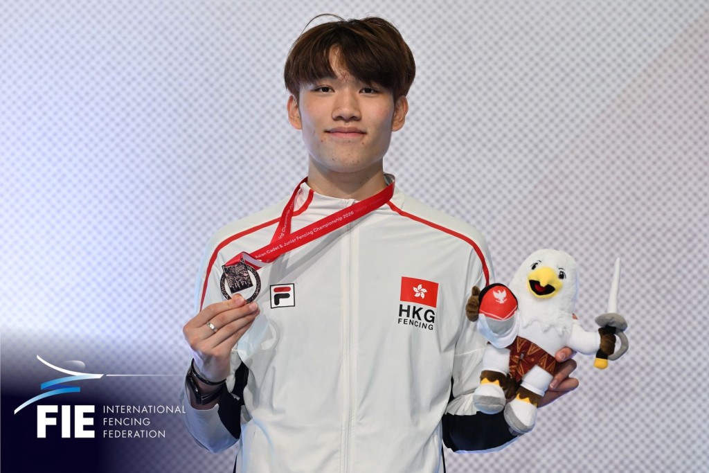 今屆亞青個人賽奪銅牌的林浩朗，周四將戰團體賽。FIE圖