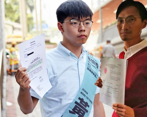 選舉主任早前就「港獨」、「自決」等口號向黃之鋒及朱凱迪等分候選人查詢。