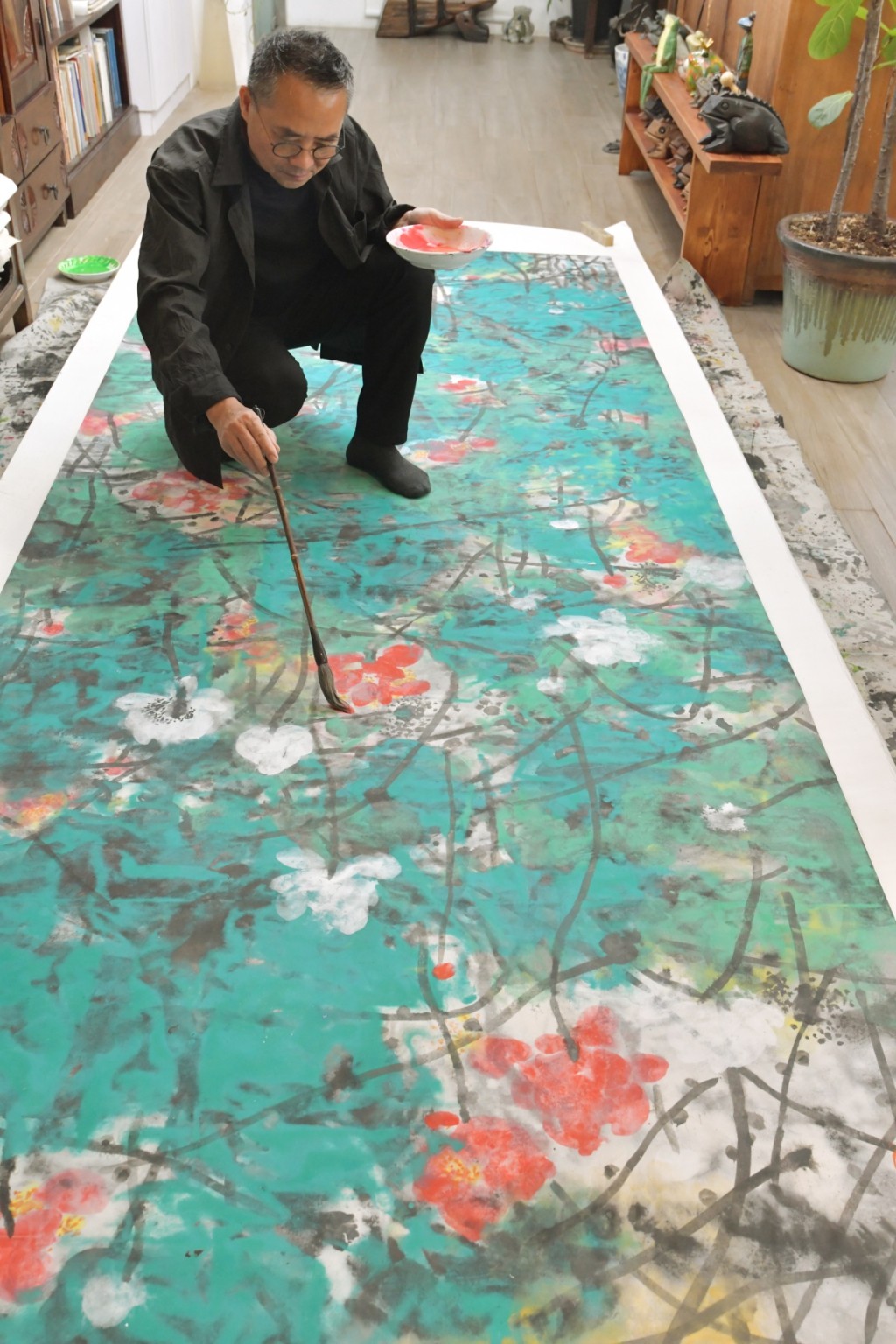林天行作品《春水》2020，水墨设色纸本，45 X 53cm 
