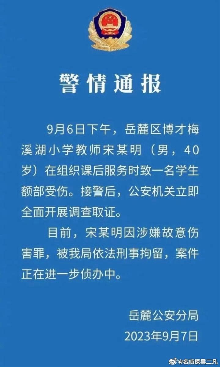 案發後宋雨明因故意傷人被捕。微博