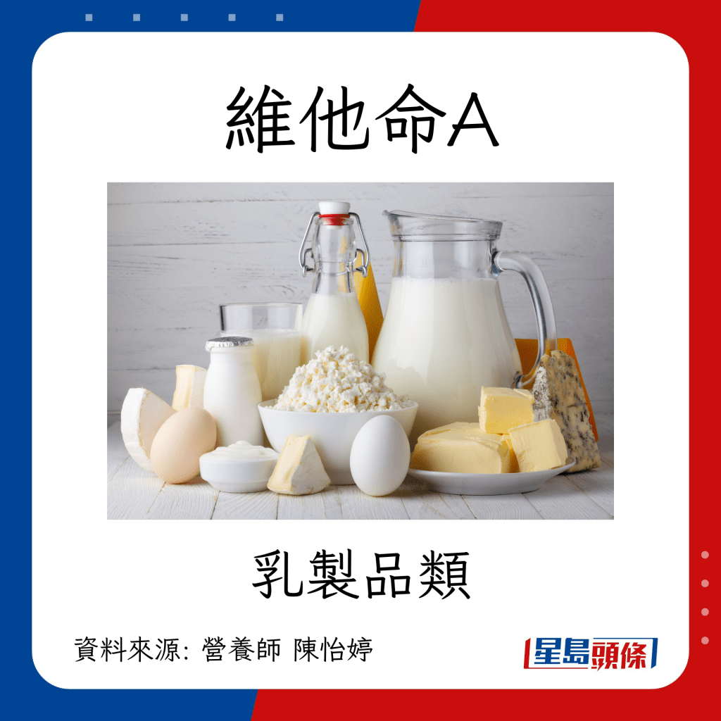 防肺癌食物｜維他命A  乳製品