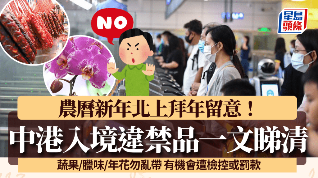 農曆新年北上拜年留意！中港入境違禁品一文睇 蔬果/臘味/年花勿亂帶 隨時可遭檢控或罰款！