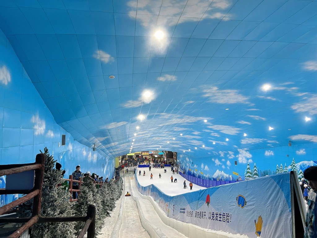 阿爾卑斯冰雪世界分為兩大主題區，包括佔地約4萬呎的室內滑雪場及嬉雪場以及逾2萬呎的溜冰場。（圖片來源：小紅書@麥豆粒子）