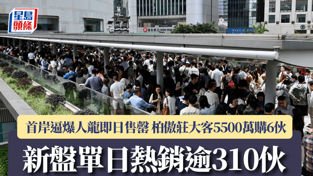新盤單日熱銷逾310伙 首岸逼爆人龍即日售罄 柏傲莊大客5500萬購6伙