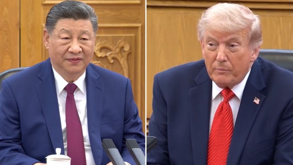 习近平与特朗普举行双边会谈。美联社