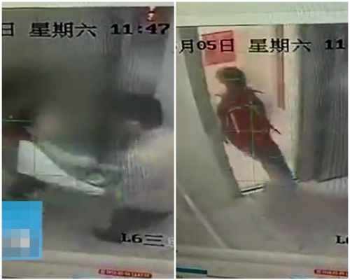 女童門開後才能順利逃跑。片段截圖