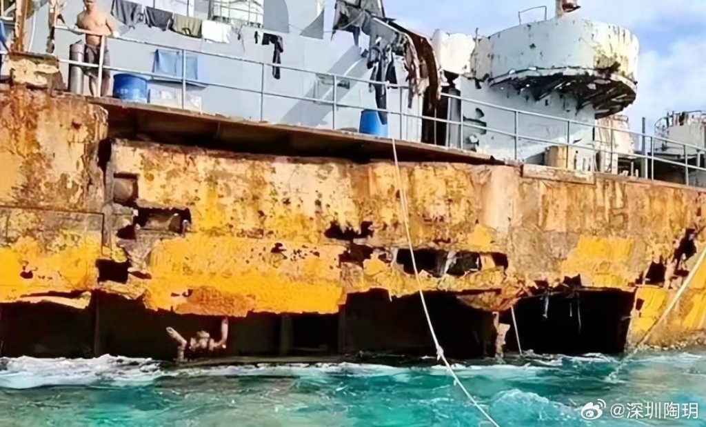 二戰時期坦克登陸艦「馬德雷山號」殘破如鬼船。微博