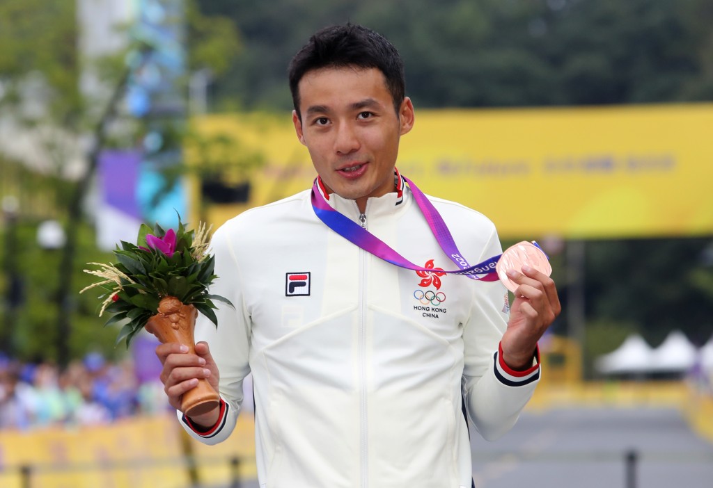 劉允祐在公路單車男子個人計時賽勇奪銅牌。港協暨奧委會圖片