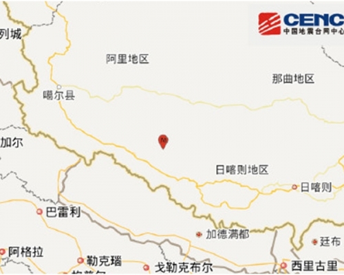 地震發生於早上6時54分,震源深度8千米。 網圖