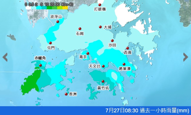 紅雨生效一個多小時期間,本港多區只得10毫米以下的雨量。 紅雨生效一個多小時期間,本港多區只得10毫米以下的雨量。