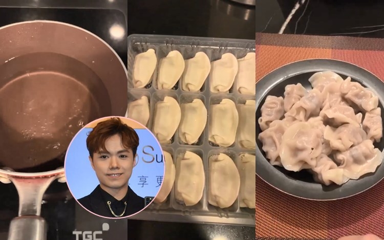 可能食得太多「驚喜」早餐，張敬軒連食白烚水餃都好滿足。