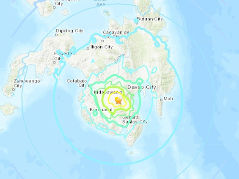 菲律賓南部6.6級地震,震源深度50公里。(網圖)