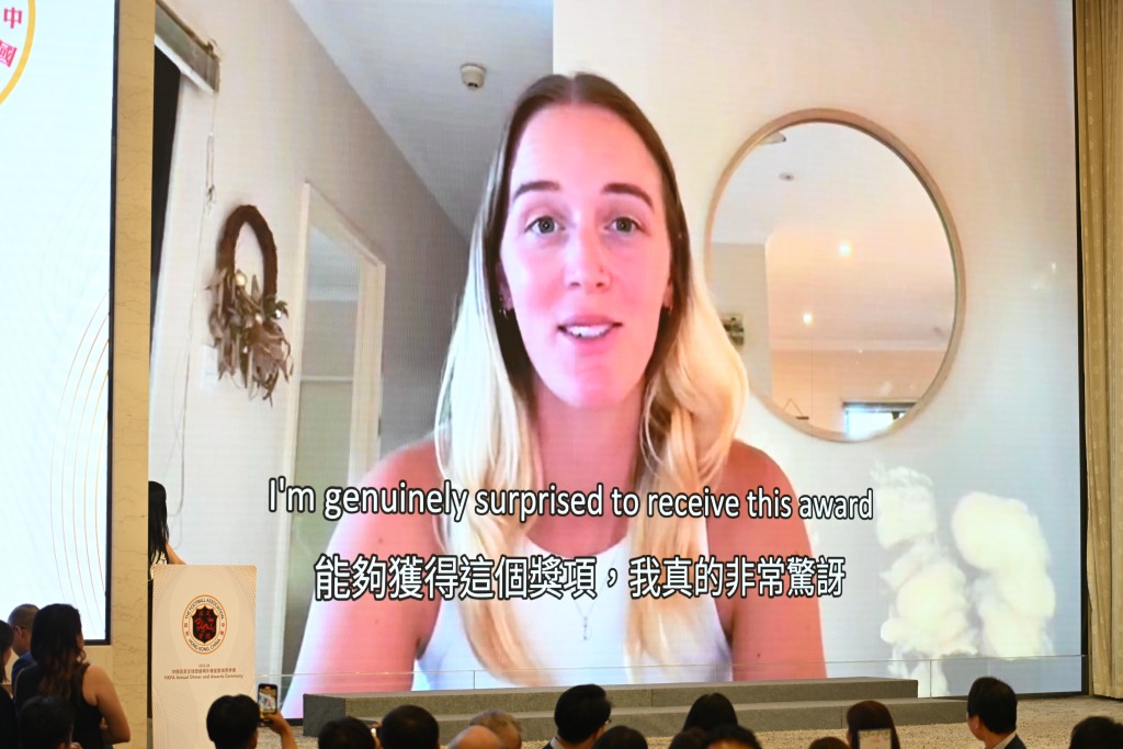 丹妮爾因回澳洲陪家人,因此未能親身接受奬項,但她亦有錄製短片感謝。攝影:魏國謙 丹妮爾因回澳洲陪家人,因此未能親身接受奬項,但她亦有錄製短片感謝。攝影:魏國謙
