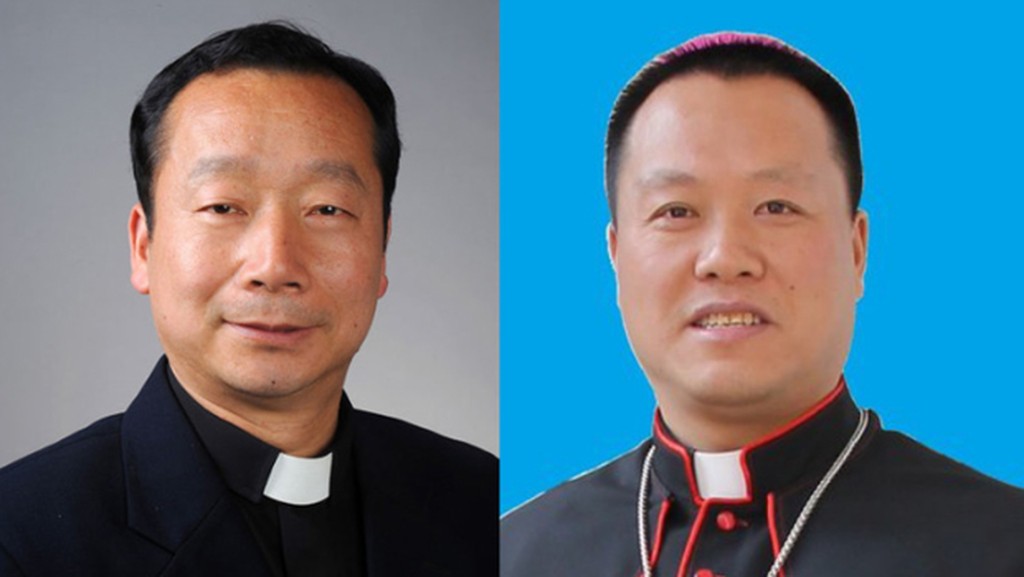 曾參加世界主教會議的中國天主教主教團秘書長的郭金才（右），以及中國天主教主教團副主席楊曉亭（左）。資料圖片