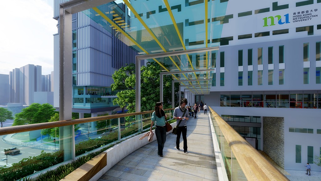 发展项目将设置两座行人天桥通往佛光街及常盛街。（模拟效果图）