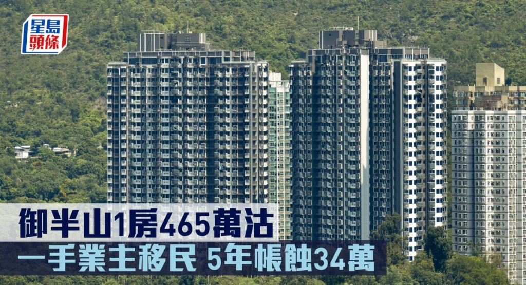 御半山1房465萬沽,一手業主移民,5年帳蝕34萬。