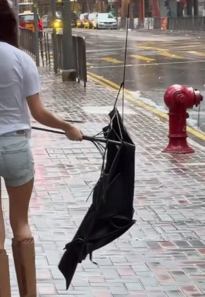 還有網民發現「其實佢是否遮錯方向?風從 apm(商場)吹過來,但遮方面是相反」、 「擔遮仲要紅燈都過馬路咁危險」。Threads截圖 還有網民發現「其實佢是否遮錯方向?風從 apm(商場)吹過來,但遮方面是相反」、 「擔遮仲要紅燈都過馬路咁危險」。Threads截圖