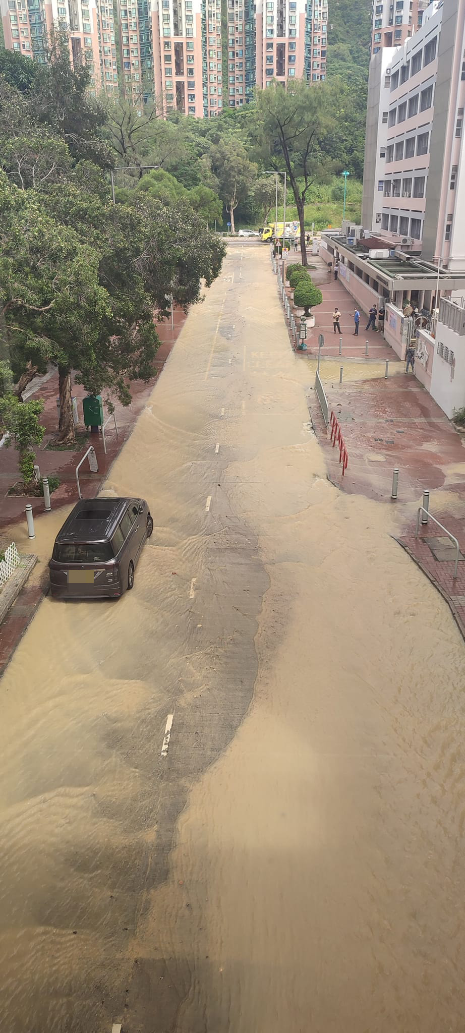 屯门屯利街有食水管爆裂。网上图片
