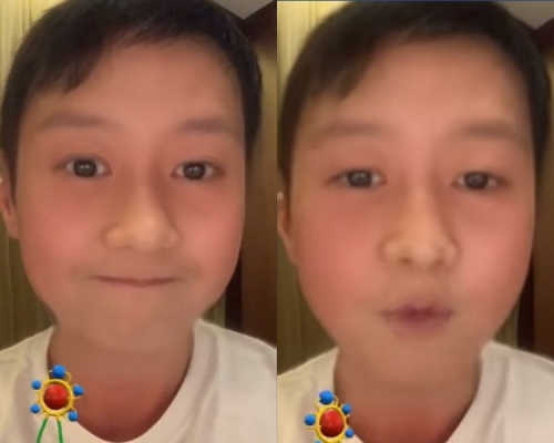 黎明以童顏apps化身「小明」，拍了一條只有5秒的短片。　黎明 Leon Lai FB圖片