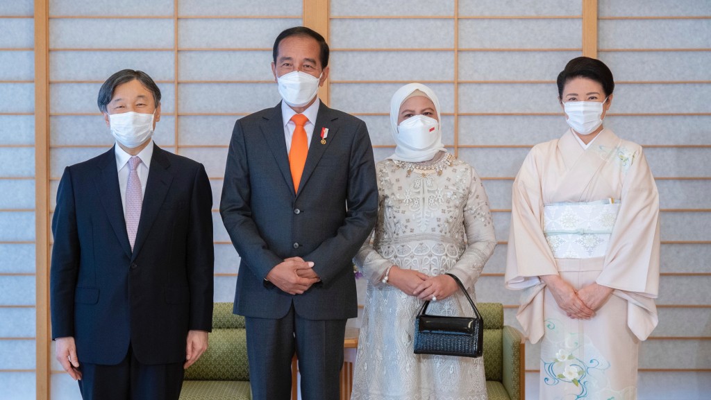 維多多夫婦2022年7月訪日時,德仁天皇與雅子皇后在皇居接見。 美聯社