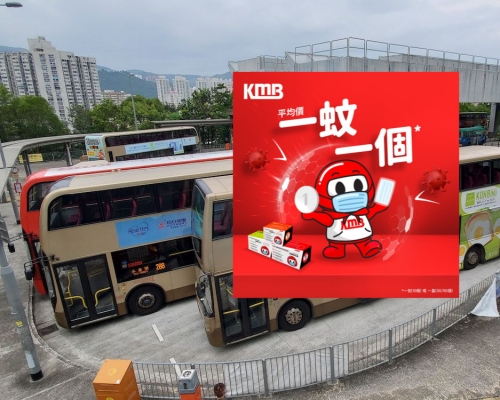 九巴推出1蚊口罩。資料圖片,小圖(九巴FB)