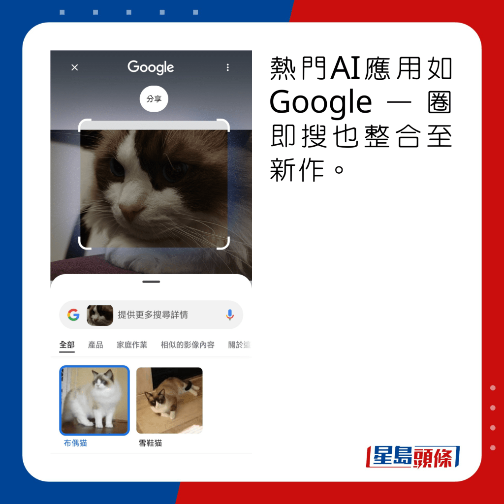 熱門AI應用如Google一圈即搜也整合至新作。