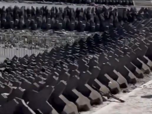 私家車穿越圍欄及河堤後插入長江，車內有人死亡。抖音