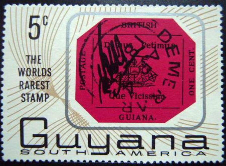 世界10大最珍贵邮票｜4.英属圭亚那1分洋红邮票