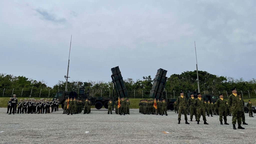 沖繩本島首個地對艦導彈連隊的成立儀式。 西銘啟史郎fb