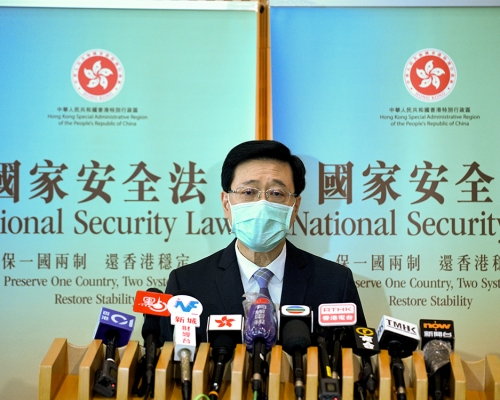 李家超接受央視專訪表示,國安法具有震攝效果。資料圖片