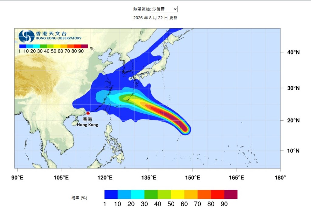 根據官方資訊,現時有4個熱帶氣旋,密集地存在於西北太平洋及南海,形成罕有的「四旋共舞」格局。圖為沙德爾。天文台 根據官方資訊,現時有4個熱帶氣旋,密集地存在於西北太平洋及南海,形成罕有的「四旋共舞」格局。圖為沙德爾。天文台